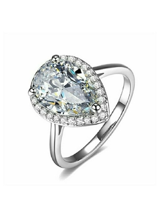Moissanite Jewelry - Moissanite 1.23 CTV Teardrop Ring over Sterling Silver 925 size 6
